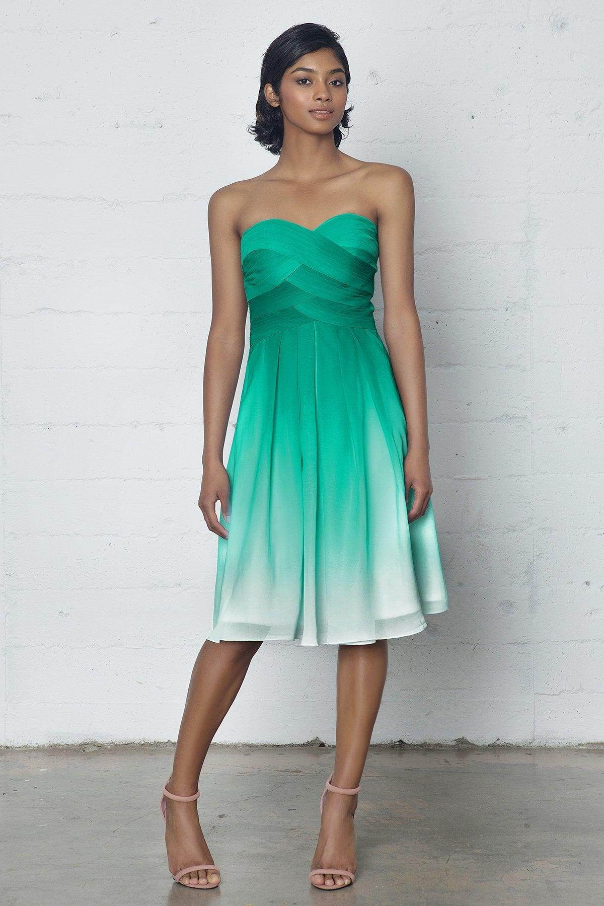 Sheath-Column Knee Length Chiffon Ombre Dress COZF17007 - COCOMELODY